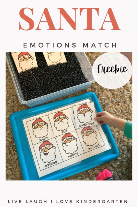 Free emotions match center! Pick a Santa and match it to the same emotion. Winter Social Emotional Activities For Toddlers, Santa Activities Preschool, Santa Preschool Activities, Winter Social Emotional Activities Preschool, Santa Activities For Toddlers, Christmas Language Activities Toddlers, Santa Claus Activities For Toddlers, Christmas Emotions Activity, Christmas Speech Therapy Activities Preschool