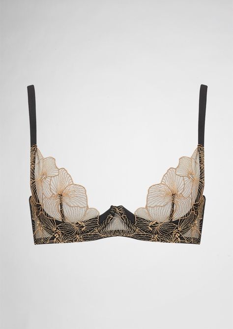 DANAE Demi cup half bra by Coco de Mare from Pleasurements . com Indulge yourself with the Coco de Mer Danae lingerie collection. Handmade, high-end lingerie with a conscious made in Europe. Wrap your body in raven black silk and gold embroidered lace. Luxury and feminine elegance oozes all over. Half Bra, Gold Lingerie, Look Date, Lace Bras, Half Cup Bra, Elegant Lingerie, Feminine Elegance, Lingerie Inspiration, Demi Cup