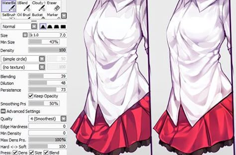 Clothing blend tool for SAI Paint Tool Sai Tutorial, Sai Brushes, Blend Tool, Skin Paint, Paint Tool Sai, Coloring Tutorial, Poses References, Digital Painting Tutorials, Drawing Clothes