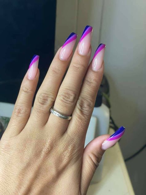 Bisexual Nails, Bi Pride Nails, Bi Nails, Flag Nails, Pride Nails, Graduation Nails, Fantasy Nails, One Color Nails, Cute Nail Ideas