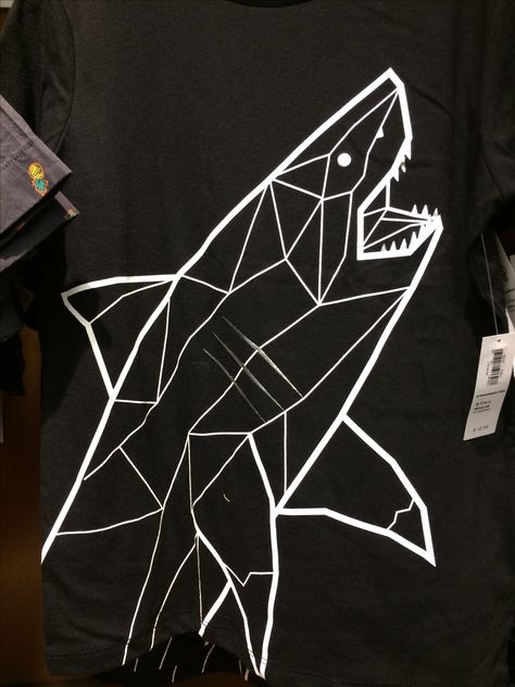 Adidas geometric shark tee. Geometric Sea Animals, Shark Reference, Geometric Shark, Beach Tees, New Car Wallpaper, Whale Pictures, Shark Tee, Black Paper Drawing, Shark Art