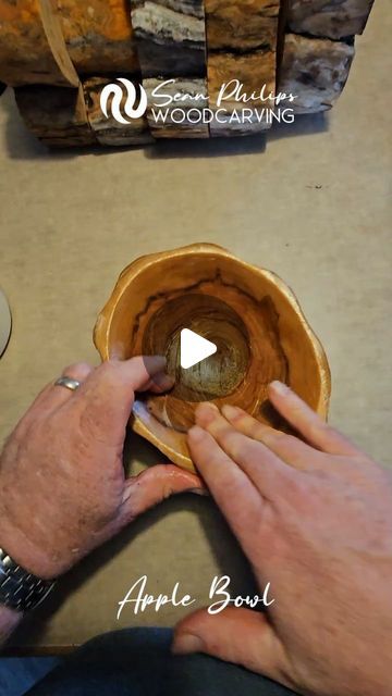 Sean Philips on Instagram: "Apple end grain bowl carving time-lapse. Gorgeous piece of 🍎!
#woodworking #woodcarving #bowlcarving #oddlysatisfying" Walnut Crafts, Bowl Carving, The Tragically Hip, Tragically Hip, Hand Carved Wooden Bowls, Wood Bowls Carving, Carved Wooden Bowl, English Walnut, Grain Bowl