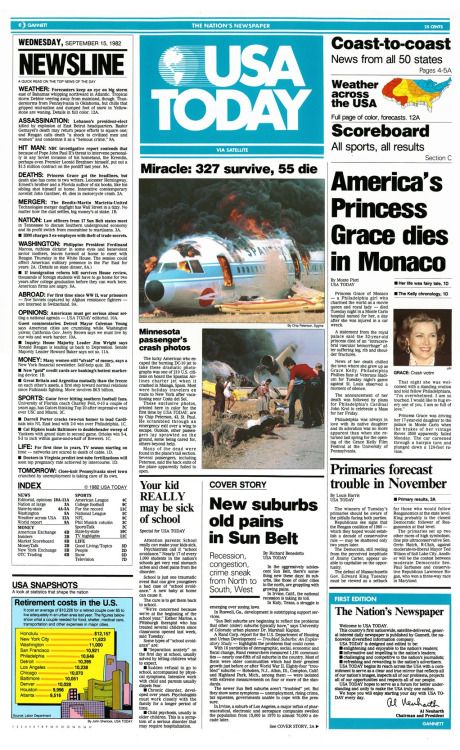 30 years ago today, on Sept. 15, 1982, the first USA TODAY hit the streets. It was a groundbreaking front page and newspaper, and this weekend we’ve launched a redesign across all of our products: print, web, mobile and tablets. Newspaper Headlines, Media Landscape, Speed Reading, Corporate Communication, New Puzzle, Quick Reads, Volunteer Opportunities, Usa News, Word Games