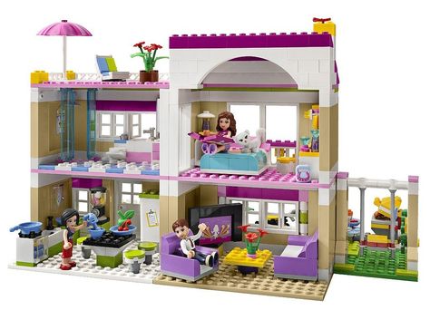 If you ignore the color of the bricks included in the LEGO Friends line, the actual concept behind them is great. The line of toys includes five main characters, each with a backstory and a "set" that she can play in, including a salon, a horse academy, and a veterinary clinic. The LEGO Friends Olivia's House ($75) is among my favorites with its furniture, characters and accessories that kids will love. Lego Friends Sets, Lego Girls, Lego System, Lego Toys, Lego House, Friends Set, Construction Toys, Building Blocks Toys, Lego Friends