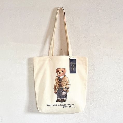 Polo Ralph Lauren Classy Bear Tote Bag Canvas Tote Bag Outfit, Pink Canvas Tote Bag, Tote Bad, College Tote, Tote Bag Outfit, Ralph Lauren Purses, Best Beach Bag, Ralph Lauren Tote, Canvas Beach Tote