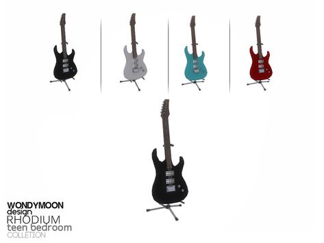 Sims 4 — Rhodium Guitar by wondymoon — - Rhodium Teen Bedroom - Guitar - Wondymoon|TSR - May'2015 Ibanez Guitars, Sims 4 Bedroom, Fender Strat, Peter Steele, Sims 4 Teen, Sims 4 Collections, Kids Bedroom Sets, Sims 4 Build, Sims Mods