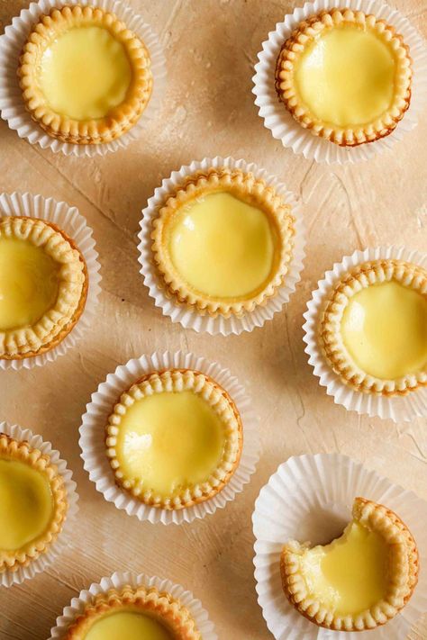 Kristina Cho Recipes, Singaporean Desserts, Chinese Egg Tart, Chinese Deserts, Egg Tart Recipe, Chinese Bakery, Cookbook Club, Turnip Cake, Pineapple Bun