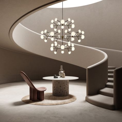 Progetti | notooSTUDIO سلالم حلزونية, Lan Can, Metal Chandelier, Chandelier Design, Luminaire Design, Staircase Design, Stairs Design, 인테리어 디자인, Contemporary Interior