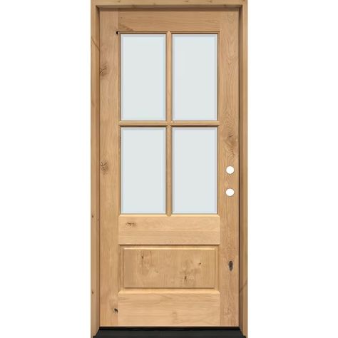 Greatview Doors 32-in x 80-in Wood 3/4 Lite Left-Hand Inswing Knotty Alder Unfinished Prehung Single Front Door Solid Core in the Front Doors department at Lowes.com Single Front Door, Wood Front Door, Knotty Alder, Solid Core, Alder Wood, Wood Door, Weather Stripping, Single Doors, Home Reno