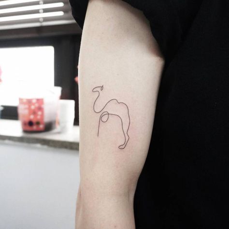 Dubai Tattoo Ideas, Dubai Tattoo, Camel Tattoo, Picasso Tattoo, Explore Tattoo, Spanish Culture, Cute Little Tattoos, Minimalist Line Art, Shoulder Tattoos For Women