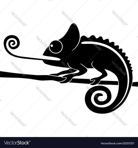 Chameleon Silhouette, Cameleon Art, Chameleon Tongue, Chameleon Tattoo, Chameleon Art, Black Sign, Chameleons, Silhouette Art, Vintage Pinup