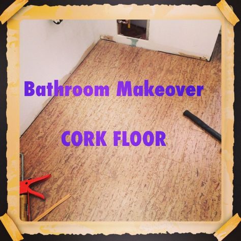 Using Cork Flooring in a Bathroom || The Decor Girl Cork Flooring Bathroom, Bathroom Flooring Options, Natural Cork Flooring, Flooring Bathroom, Cork Floor, Makeover Bathroom, Shower Installation, Bathroom Images, Cork Flooring