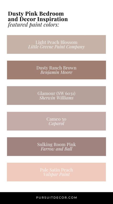 Glamour Sherwin Williams Paint Colors, Benjamin Moore Dusty Ranch Brown, Sw Glamour Paint, Brown Pink Paint, Pink Brown Colour Palette, Light Peach Blossom Little Greene, Brown Pink Paint Colors, Light Mauve Bedroom, Glamour Sherwin Williams