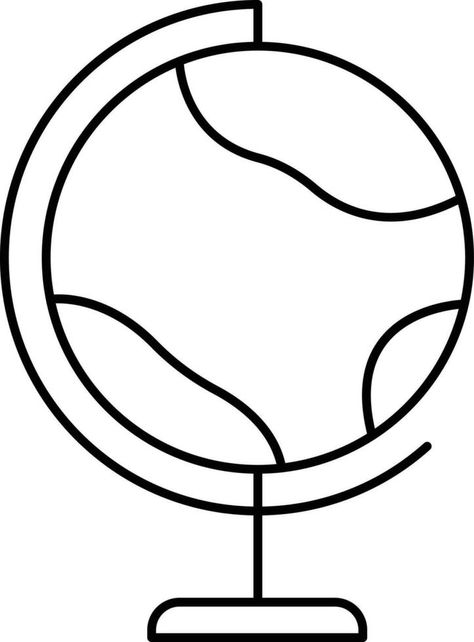 Black Outline Illustration Of Earth Globe Stand Icon. Earth Outline, Globe Stand, Outline Illustration, Earth Globe, Icon Icon, Assessment, Globe, Vector Free, Black