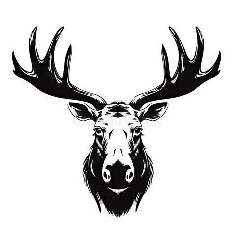 Moose Tattoo Design, Moose Head Drawing, Moose Head Tattoo, Moose Skull Tattoo, Forest Animal Tattoo, Moose Tattoos, Wild Animal Silhouette, Hunting Fishing Tattoo, Moose Skull