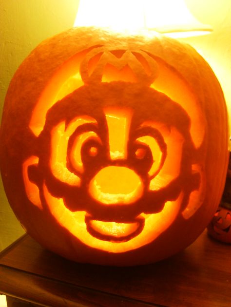 Mario pumpkin I do every year! Mario Pumpkin, Pumpkin Carving Designs, Autumn Holiday, Pumpkin Carvings, Carving Ideas, Carving Designs, Mario Kart, Halloween Birthday, Painted Pumpkins