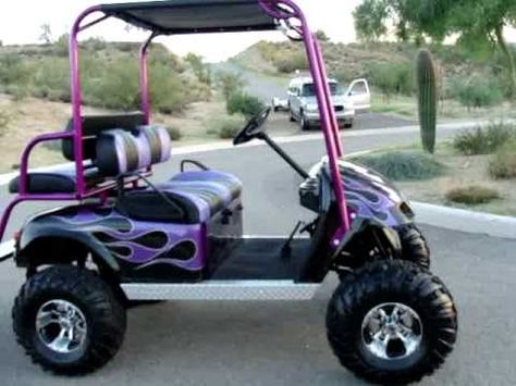 Golf cart Golf Cart Paint Jobs, Golf Cart Paint Ideas, Off Road Golf Cart, Lifted Golf Carts, Street Legal Golf Cart, Mini Buggy, Retired Life, Ezgo Golf Cart, Gas Golf Carts