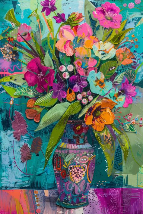 Vase Painting Ideas Canvas, Flowers In Vases Paintings Acrylic, Vase Painting Ideas, Flowers In Vase Painting Acrylic, Flower Bouquet Canvas Painting, Painting Ideas Canvas, Dutch Floral Still Life, Flower Vase Painting Acrylic Still Life, Vase Painting