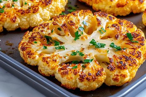 Cauliflower Steaks with Creamy Garlic Tahini Topping Garlic Tahini Sauce, Cauliflower Steaks Recipes, Cauliflower Steak, Bbq Smoker, Cauliflower Steaks, Veggie Food, Savoury Recipes, Steak Recipe, Steak Sauce