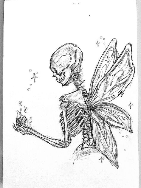 Skeleton Fairy Tattoo, Skeleton Ballerina, Fairy Skeleton, Fairy Tshirt, Mermaid Skeleton, College Project, Skeleton Drawings, Fairy Tattoo, Tattoo Design Book