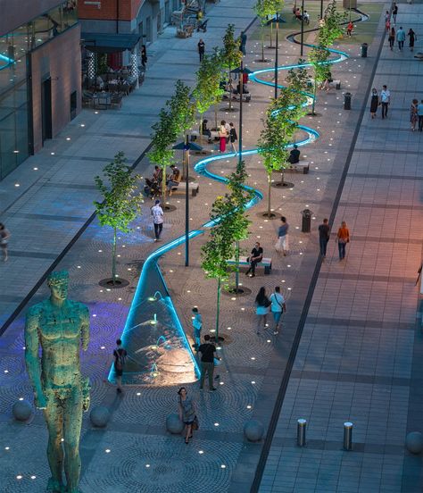 PEDESTRIAN BOULEVARD in Dnipro, Ukraine by FILIMONOV & KASHIRINA architects – mooool Landscape Plaza, Plaza Design, Urban Design Concept, Linear Park, Urban Landscape Design, Public Space Design, Landscape Sketch, Park Landscape, Landscape And Urbanism