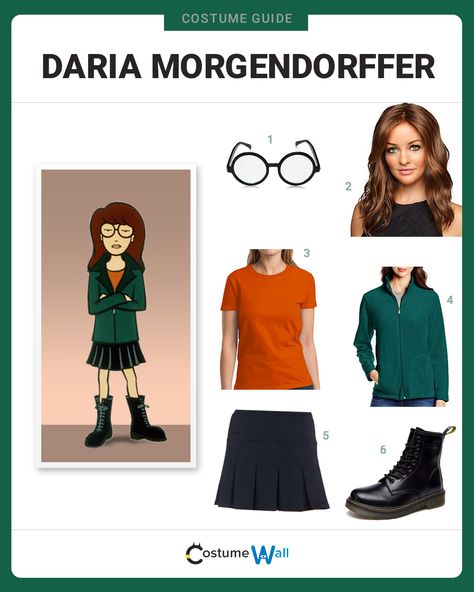 Daria Morgendorffer is the sarcastic girl we all relate to on Beavis and Butthead and then on her own series Daria. Beavis And Butthead Costume, Daria Costume, Daria Cosplay, Daria Morgendorffer, Got Costumes, Beavis And Butthead, Costume Guide, Character Cosplay, High School Activities