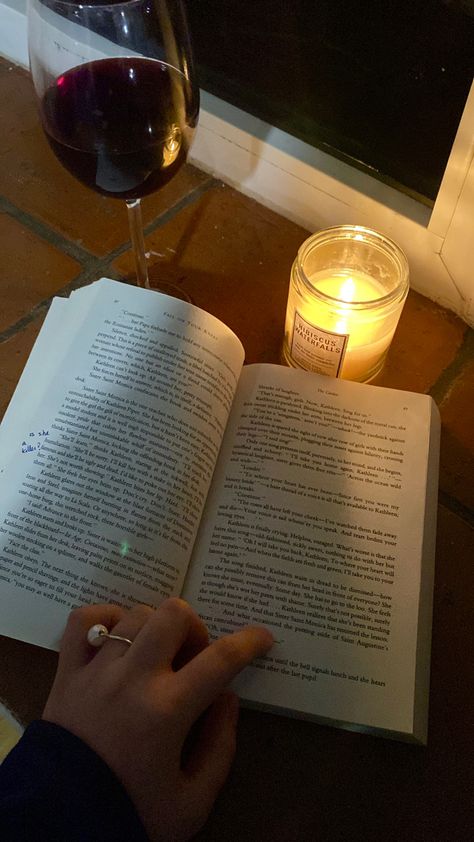 Book, wine, reading, candle, moody Reading By Candlelight, Couples Living Room, Candle Reading, Winter Arc, Candle Picture, Wine Candles, Reading Motivation, Night Book, Academic Validation