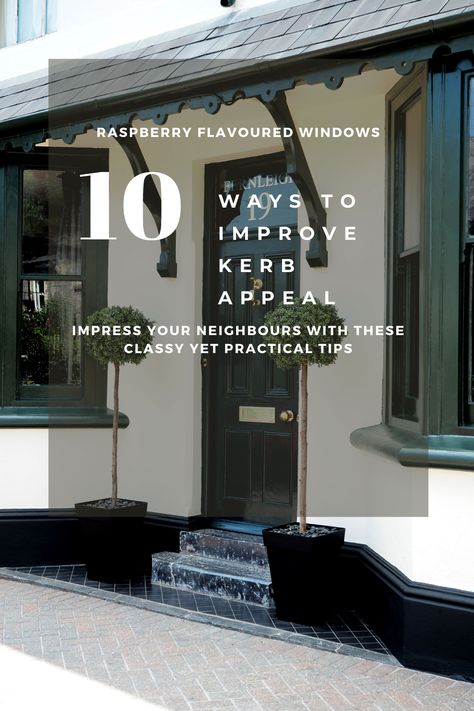 Thinking of selling your home or want to increase it's value? Be it a Victorian house renovation, a 1930's doer upper or a 1970's makeover. Look no further with my top ten tips to improving your homes kerb appeal. 10 classy yet practical rules that won't break the bank but will make your home look amazing! #kerbappealuk #kerbappeal #victorianhouseuk Kerb Appeal Uk, Victorian House Uk, 1970s House Renovation, Dark Home Exterior, Dark Homes, Victorian House Renovation, Front Doors Uk, Pink Front Door, Front Door Steps