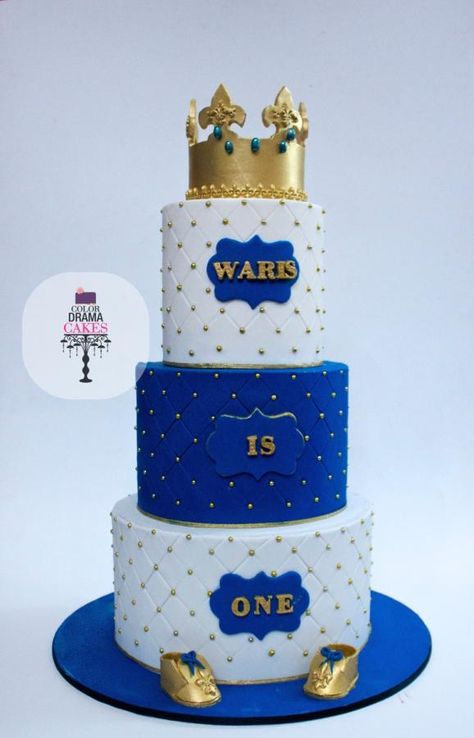 Crown Theme Birthday Party, 3 Tier Birthday Cake, Prince Baby Shower Cake, Royal Blue Cake, Crown Theme, Doraemon Cake, Royal Birthday Party, Prince Cake, 15th Birthday Cakes