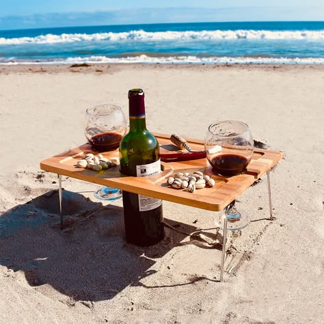 Tirrinia Outdoor Wine Picnic Table, Folding Portable Bamboo Wine Glasses & Bottle, Snack And Cheese Holder Tray For Concerts At Park, Beach, Ideal Wine Lover Gift | Wayfair Wine Picnic Table, Portable Picnic Table, Wine Picnic, Folding Picnic Table, Wine Stand, Picnic Inspiration, Table Folding, Bamboo Construction, Bamboo Table