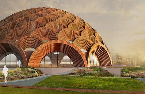 Bahai Temple, Dome Structure, Temple Architecture, Brick Architecture, Architecture Building Design, Architecture Concept Drawings, Dome House, Architecture Design Concept, Temple Design