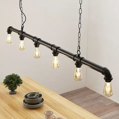 Rustic Industrial Lighting, Lampe Industrial, Industrial Hanging Lights, Linear Pendant Lighting, Linear Pendant Light, Industrial Ceiling Lights, Pipe Lamp, Metal Pendant Light, Hanging Ceiling Lights