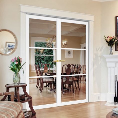 Camden White Primed Door Pair - Clear Glass - Urban Collection Kitchen Orangery, Sliding Doors Internal, Internal Double Doors, Internal Glazed Doors, Internal Glass Doors, Double Glass Doors, Living Room Door, Doors Interior Modern, Internal Door