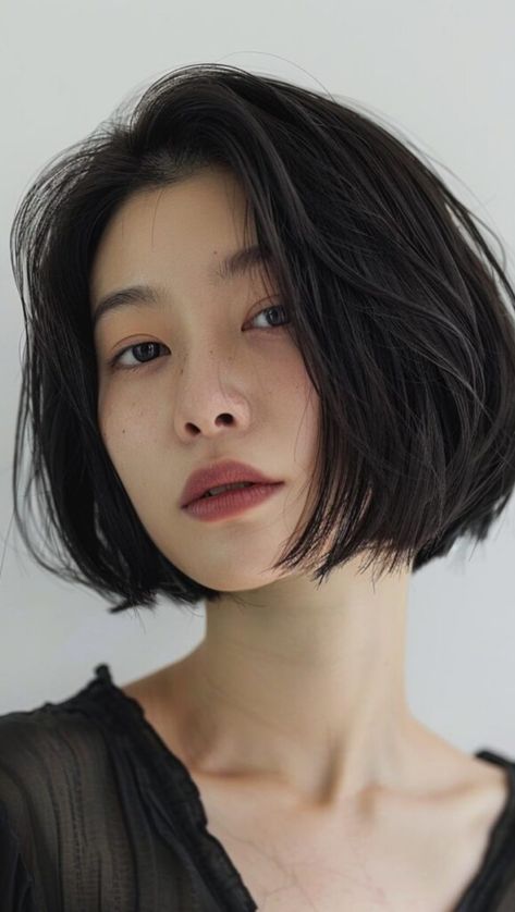 Chinese Bob Hairstyles Medium, Bluntcut Bob Asian, Asian Hair Women, Boyish Haircut For Women Korean, Bob Hairstyles For Asian Women, Short Hair Photography, Short Korean Hairstyles, Flushed Makeup, Asian Hair Bob