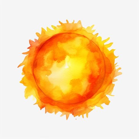 Sun Painting Realistic, Sun Watercolor Painting, Sun Art Painting, Sun Images, Sun Artwork, Scrapbooking Printables, Sun Watercolor, Mary Images, Sun Drawing