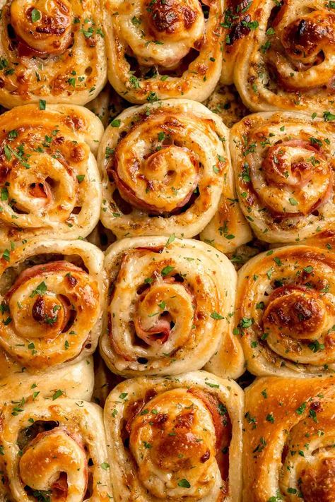 Ham Swiss Pinwheels, Fall Pinwheel Appetizers, Ham And Turkey Pinwheels, Ham And Cheese Pinwheels Crescent Rolls, Ham And Cheese Pinwheels Puff Pastry, Ham And Cheese Puff Pastry Pinwheels, Holiday Pinwheels, Pinwheels Baked, Ham Cheese Pinwheels