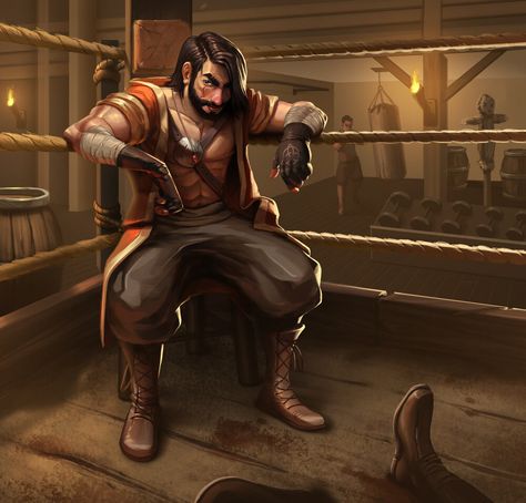 Dnd Pugilist Art, Irish Boxer Character Art, Unarmed Fighter Dnd, Dnd Pugilist, Pugilist Dnd, Boxer Character Art, Dnd Thug, Pugilist Character Art, Boxer Character Design