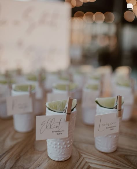 Tulum Themed Party, Tequila Wedding Ideas, Mexican Shot Glasses Wedding Favors, Amor Eterno Wedding Theme, Wedding Party Details, Wedding Tequila Shots, Take A Shot Take A Seat, Desert Wedding Favors, Shot Glass Seating Chart Wedding