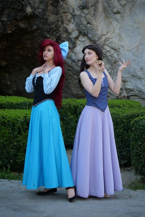 Ariel And Vanessa Halloween Costume, Ariel Cosplay Dress, Ariel And Ursula Costume, Ariel And Vanessa Costume, Ariel Inspired Outfit, Vanessa Little Mermaid Costume, Ariel And Vanessa, Ariel Costume Women, Little Mermaid Inspired Outfit