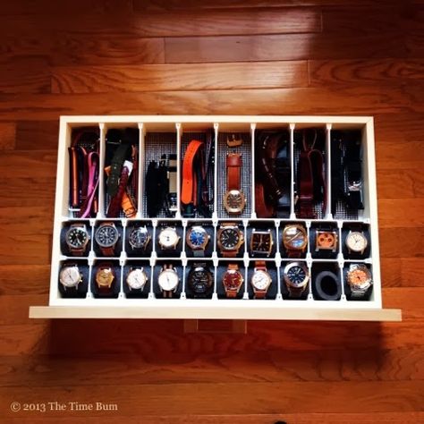 Watch Drawer, Drawer Diy, Watch Organizer, Diy Drawers, Watch Storage, Master Closet, Drawer Organisers, Closet Bedroom, Closet Design