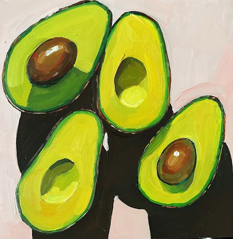 Oil Painting Basics, Avocado Art, Artsy Painting, Epic Drawings, New Mommy, Diy Artwork, Food Painting, Gouache Art, Fruit Painting