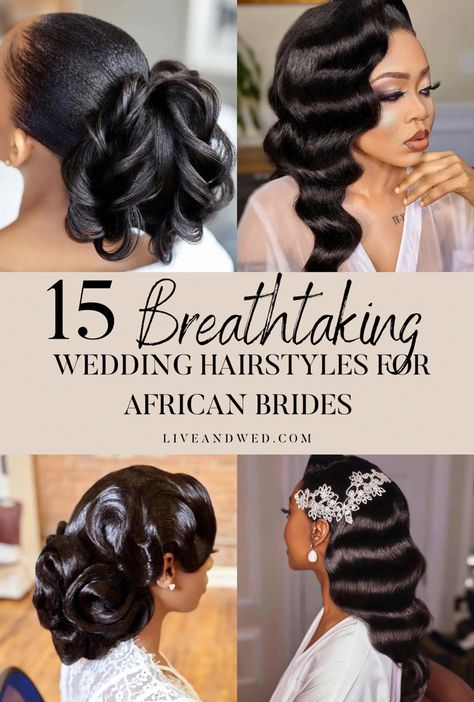 15 Breathtaking Wedding Hairstyles for African Brides - LIVE&WED Nail Bride, African Wedding Hairstyles, Black Brides Hairstyles, Beautiful Wedding Hairstyles, Wedding Hairstyles For Women, Hairstyles Brides, Hairstyle Bride, Guest Hairstyles, Hairstyles Bride