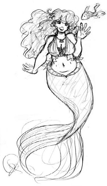 Plus Size Mermaid Art, Curvy Mermaid Tattoo, Chunky Mermaid, Ocean Warrior, Curvy Mermaid, Fat Mermaid, Chubby Mermaid, Warrior Illustration, Mermaid Journal