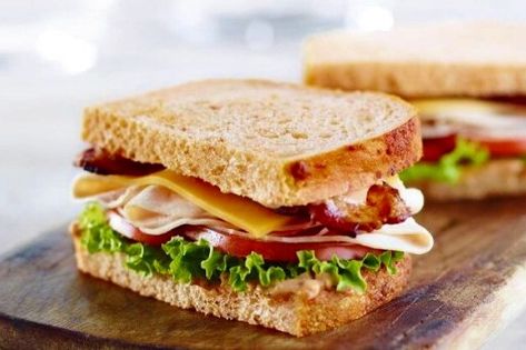 Blt Club Sandwich, Bacon Turkey Bravo, Panera Sandwiches, Chicken Bacon Sandwich, Bacon Turkey, Panera Recipes, Zoes Kitchen, Club Sandwich Recipes, Gourmet Sandwiches