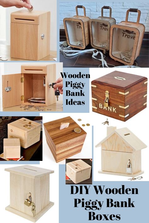 DIY Wooden Piggy Bank Boxes, Wooden Piggy Bank DIY Ideas, wooden piggy bank boxes, wooden money boxes piggy bank, diy wooden money box ideas, wooden money boxes diy, money boxes ideas, money boxes ideas diy, piggy bank diy ideas, diy piggy bank ideas for adults, diy piggy bank ideas for adults craft projects, diy piggy bank ideas for adults ways to save money, diy piggy bank ideas creative, creative woodworking ideas Wooden Banks Plans, Wooden Piggy Bank Diy, Alkansya Design, Piggy Bank Diy Ideas, Diy Piggy Bank Ideas For Adults, Diy Coin Bank, Money Box Diy, Diy Piggy Bank, Piggy Bank Diy