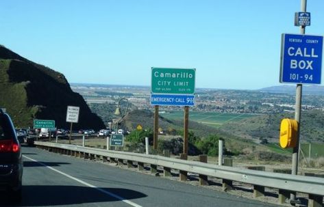 Going down the Conejo Grade from Newbury Park to Camarillo today. Westlake Village California, Ventura County California, Camarillo California, Vans California, Oxnard California, California Roadtrip, Highway 101, Newbury Park, City Sign