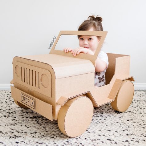 Cardboard Jeep, Cardboard Toys, Hard Time, Veterans Day, Wooden Toy Car, Toy Chest, The Middle, 6 Months, Storage Chest