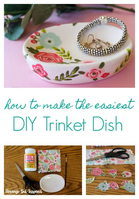 Diy Trinket Dish, Craft Night Projects, Girls Night Crafts, Mops Crafts, Mod Podge Crafts, Group Crafts, Inexpensive Crafts, Weekend Crafts, Moms Crafts