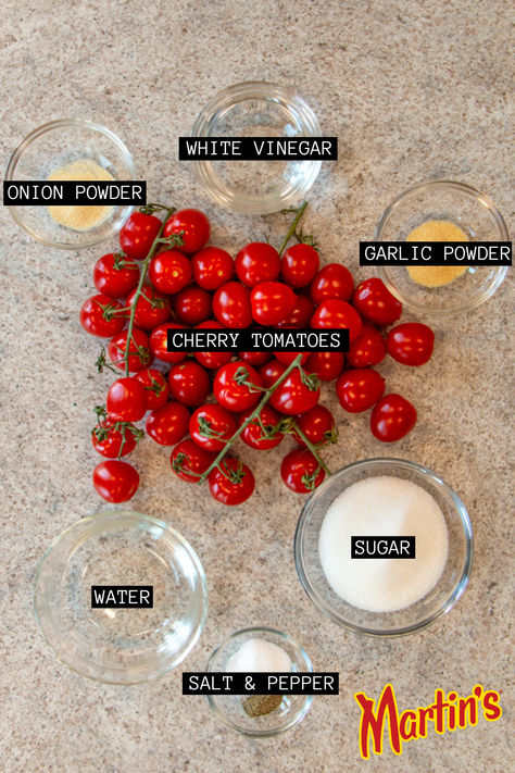 Make your own homemade ketchup with a few simple ingredients!   Ingredients: -2 Pounds Fresh Cherry Tomatoes -1/2 Cup Water -1/3 Cup Sugar -1/3 Cup White Vinegar -1 Teaspoon Salt -1/2 Teaspoon Onion Powder -1/2 Teaspoon Garlic Powder -1/4 Teaspoon Black Pepper  Serving Suggestion:  -Prepared Burger on Martin’s Sandwich Potato Rolls Making Ketchup From Fresh Tomatoes, How To Make Ketchup, Black Cherry Tomato, Potato Rolls, Ketchup Recipe, Homemade Ketchup, Fresh Cherry, Potato Roll, Healthy Homemade Recipes