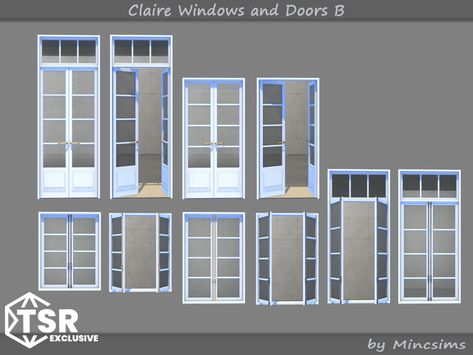 The Sims Resource - Claire Windows and Doors B Sims 4 Alpha Cc Doors, Sims 4 Cc Farmhouse Windows, Glass Door Sims 4 Cc, Sims 4 Open Windows Cc, Ts4 Door Cc, Sims 4 Windows And Doors Cc, Sims 4 Wardrobe Cc, Sims 4 Front Door Cc, Sims 4 Doors And Windows Cc